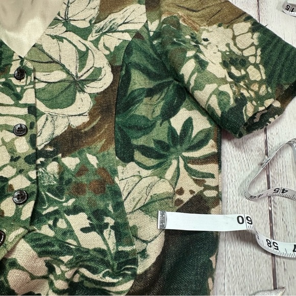 carrie hutton 100% linen button front Sheath Dress sz 10 tropical jungle print - Picture 9 of 9